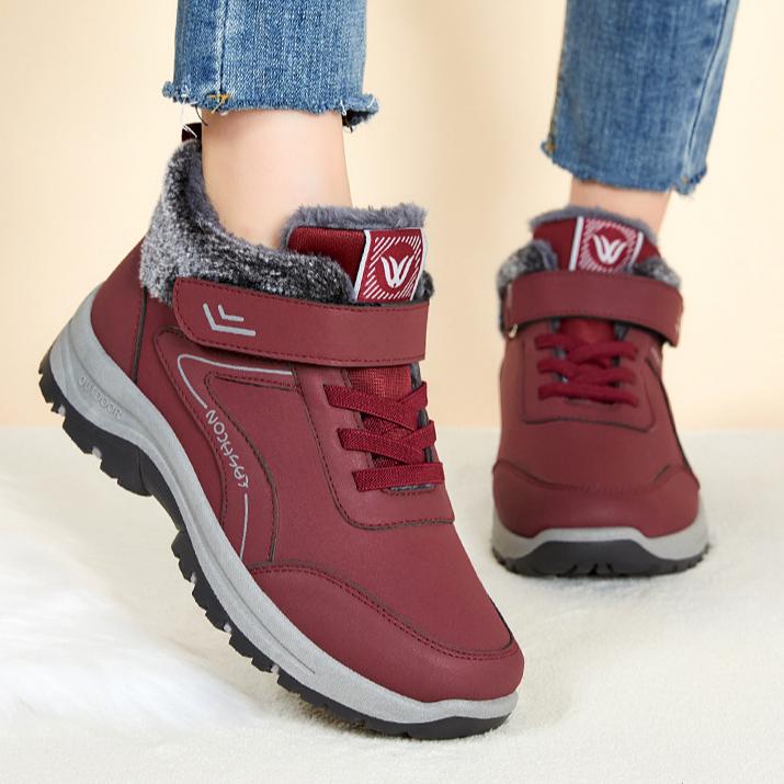 Verdickte Fleecegefütterte Winter-Schneestiefel für Damen, Bequeme Outdoor-Anti-Rutsch-Wanderstiefel für Herbst und Winter