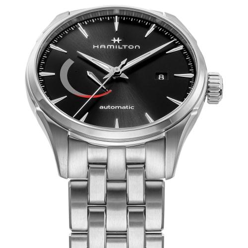 Hamilton Jazzmaster Power Reserve Auto Watch, Black Dial, Stainless Steel, Sapphire Crystal, Automatic, 5 ATM Water Resistance, 42mm, Swiss Made, H326