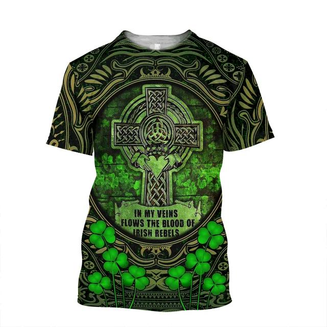 MDHAO xin nan zhuang  3D txu Zomer Nieuw Bedrukt Iers Keltisch Heren- en Dames T-shirt, Gepersonaliseerd Naam Korte Mouw Unisex Shirt, Harajuku Groot Casual Stijl L