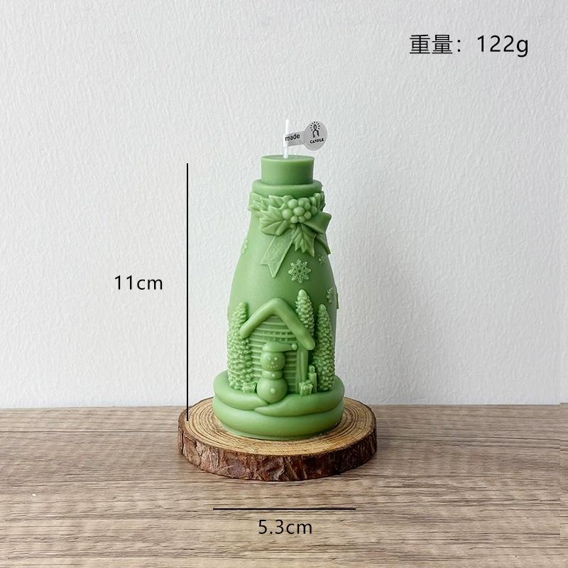 

1Pc Handmade Christmas Bottle Candle Natural Soy Wax Aromatherapy Smokeless Candle Snowman Tree House Design Funny Home Decor