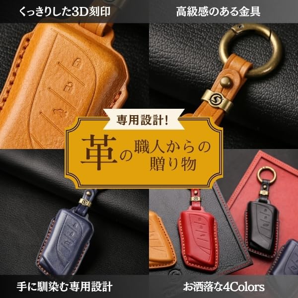 Lexus Key Genuine Premium Smart Key Case [smasol] Cover, LBX, NX, RX, UX, Leather, Design, (3D Luxury/New Key, Navy)