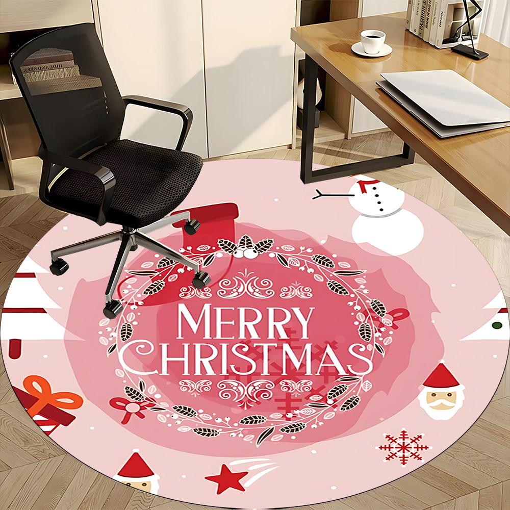 1pc Christmas Ornament Office Round Rug, Non-slip, Soft and Durable Office Rug for Interior Decoration, Perfect for Office, Beautiful Decoration Yy260