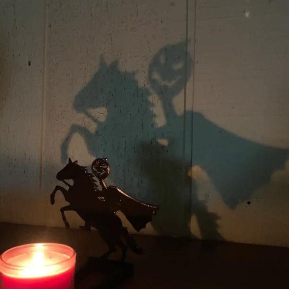 

Durable Pumpkin Knight Candle Holder Black Candle Stand Projection Candlestick Party