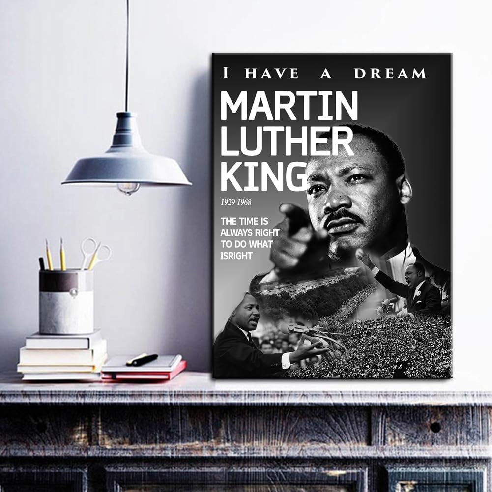 Inspirational Martin Luther King Jr. Quote Wall Art Canvas Print African American Hero MLK Wall Decor Black History Month Poster for Office or Room