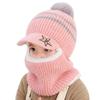 Kids' Winter Wool Hat with Velvet Lining & Duckbill Cap: Face Protection and Scarf Combo