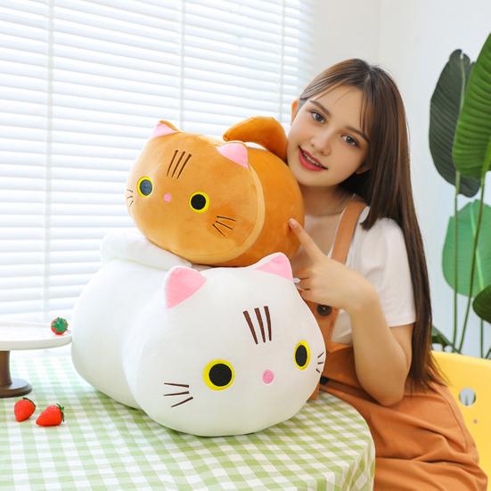 Cat Doll Plush Toy Stress Relief Soft Fluffy PP Cotton Fabric Huggable Animal Pillow Doll Snuggly Sensory Toy