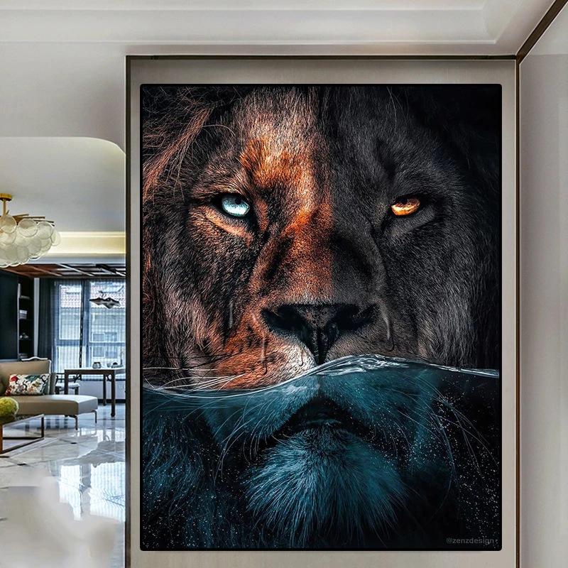 Modern Animal Canvas Painting Art Lion Posters Wild Animals Prints Wall Art Pictures for Living Home Decoration