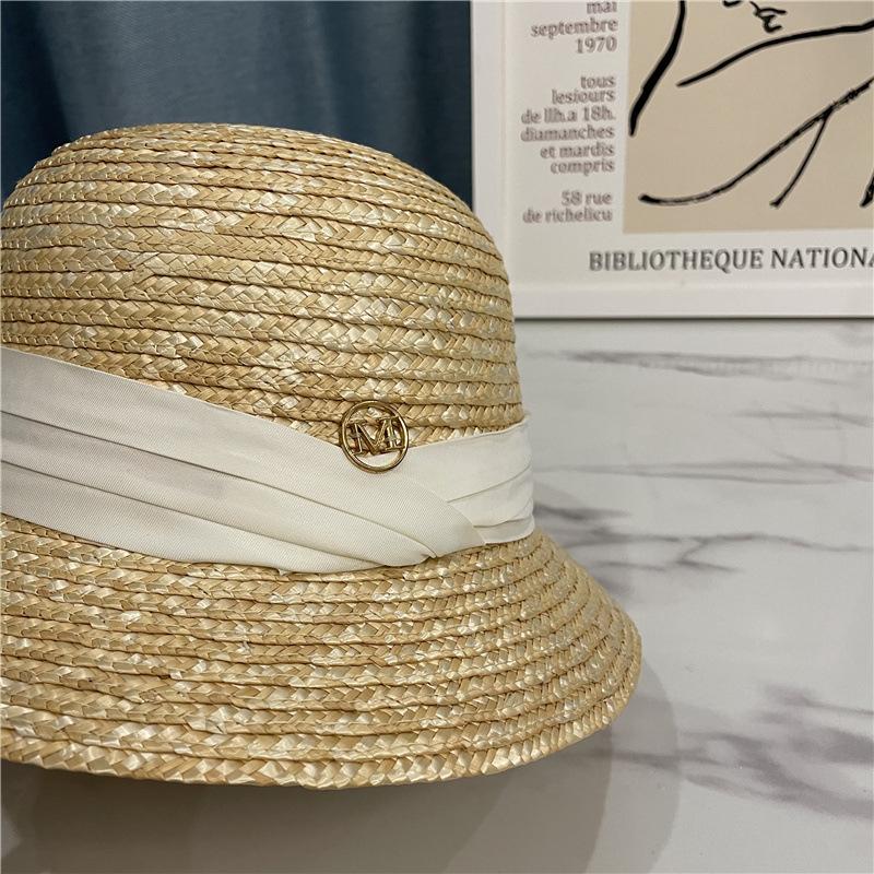 Dome Short Edge Straw Hat Female Audrey Lampshade Bell Hat Summer Shade Basin Hat Top Hat