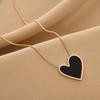 Do Not Fade White Black Shell Heart Stainless Steel Pendant Necklace For Women Luxury Korean Fashion Aesthetic Chains Necklaces