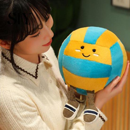Elastic Volleyball Toy Cartoon Plush 2-Legged Sports Ball Plushie Stuffed Doll Decor Pillow Home Office Bedroom Decoration Kids Adults Christmas