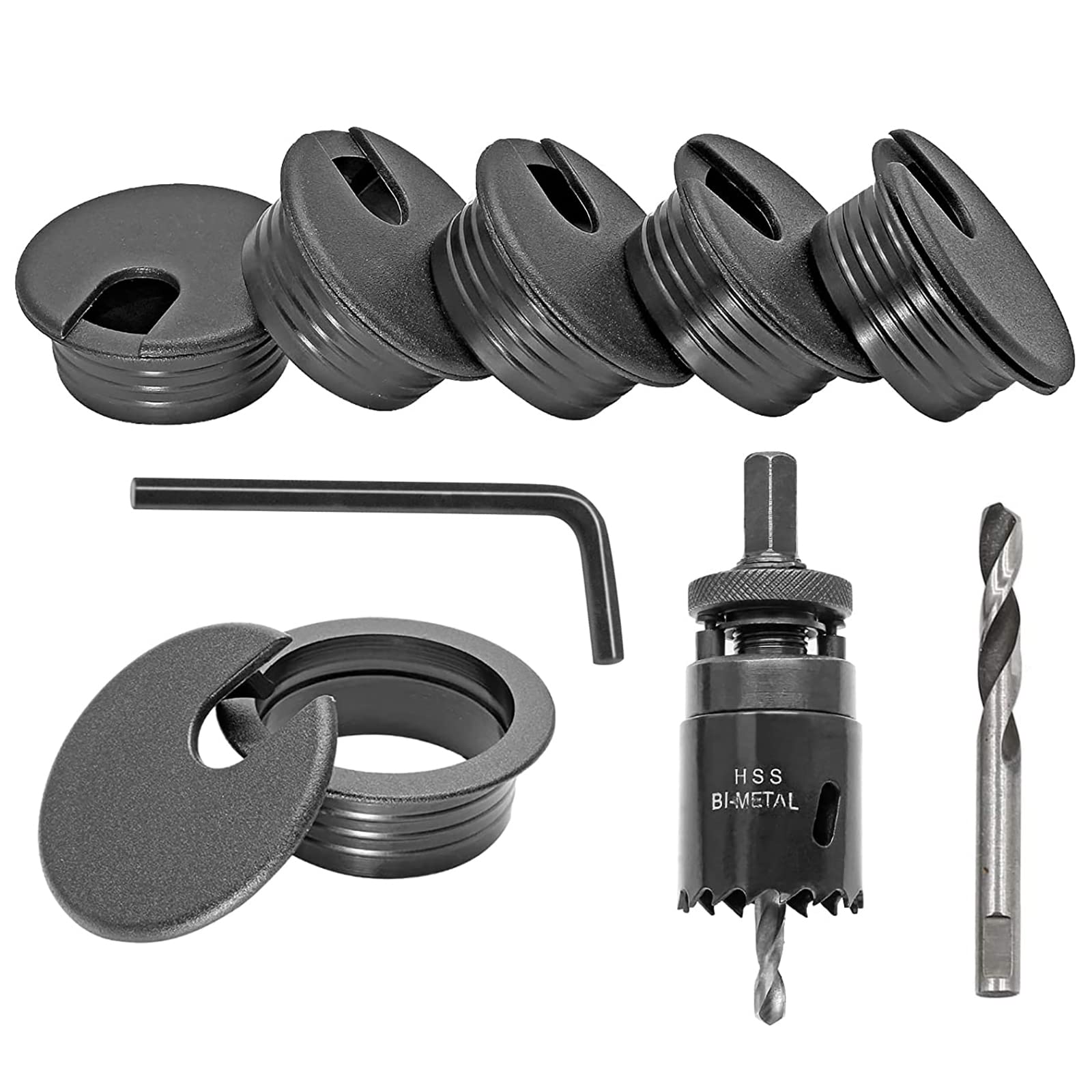 

CM Hardware 35mm Hole Saw and Grommet Hole Cover Kit with Bimetal Hole Saw and Matching Hole Saw Bits for Cable Management and Protection