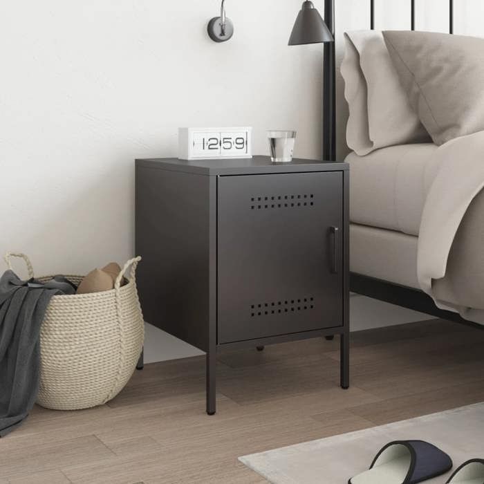 VidaXL Bedside Table Black 36x39x50.5 Cm Steel, Cabinet, Side Cabinet, Phone Stand, Nightstand, Furniture 842910