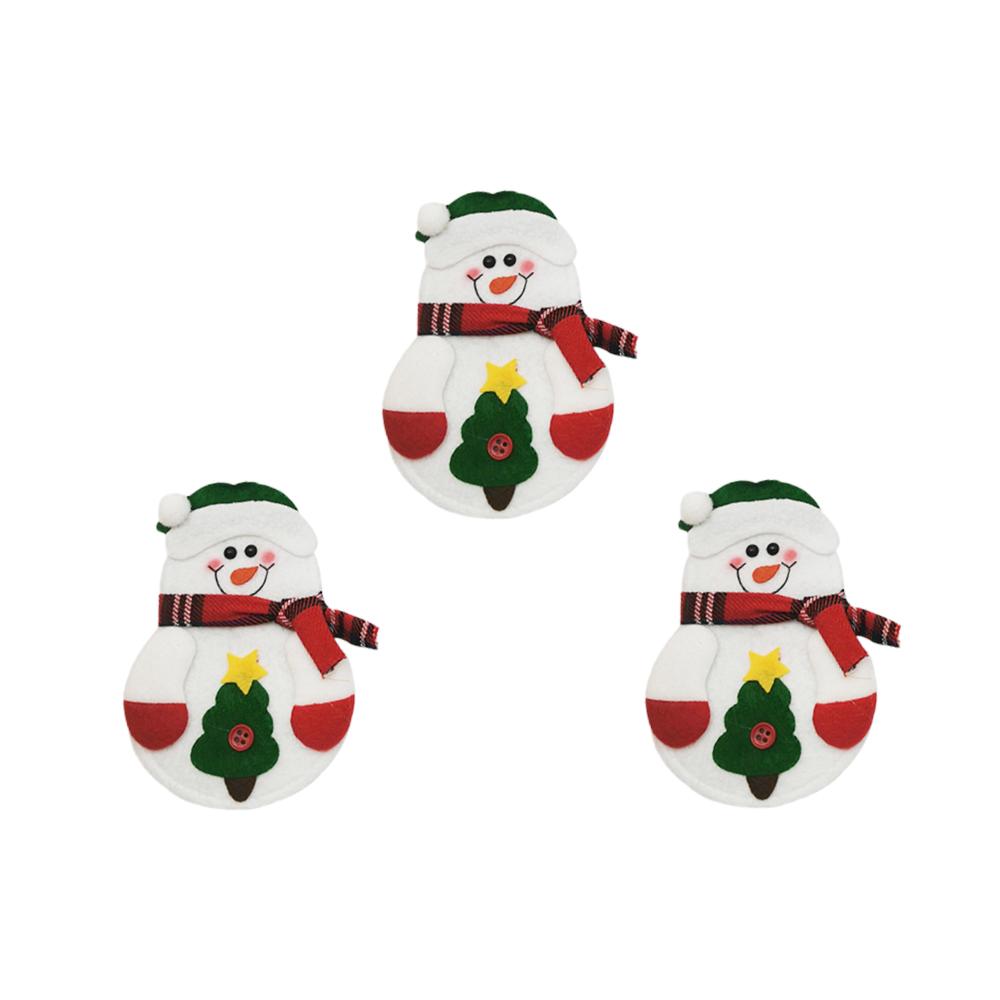 3pcs Christmas Decoration Supplies Restaurant Hotel Decoration Snowman Knife and Fork Bag Creative Tableware Set Christmas Decor