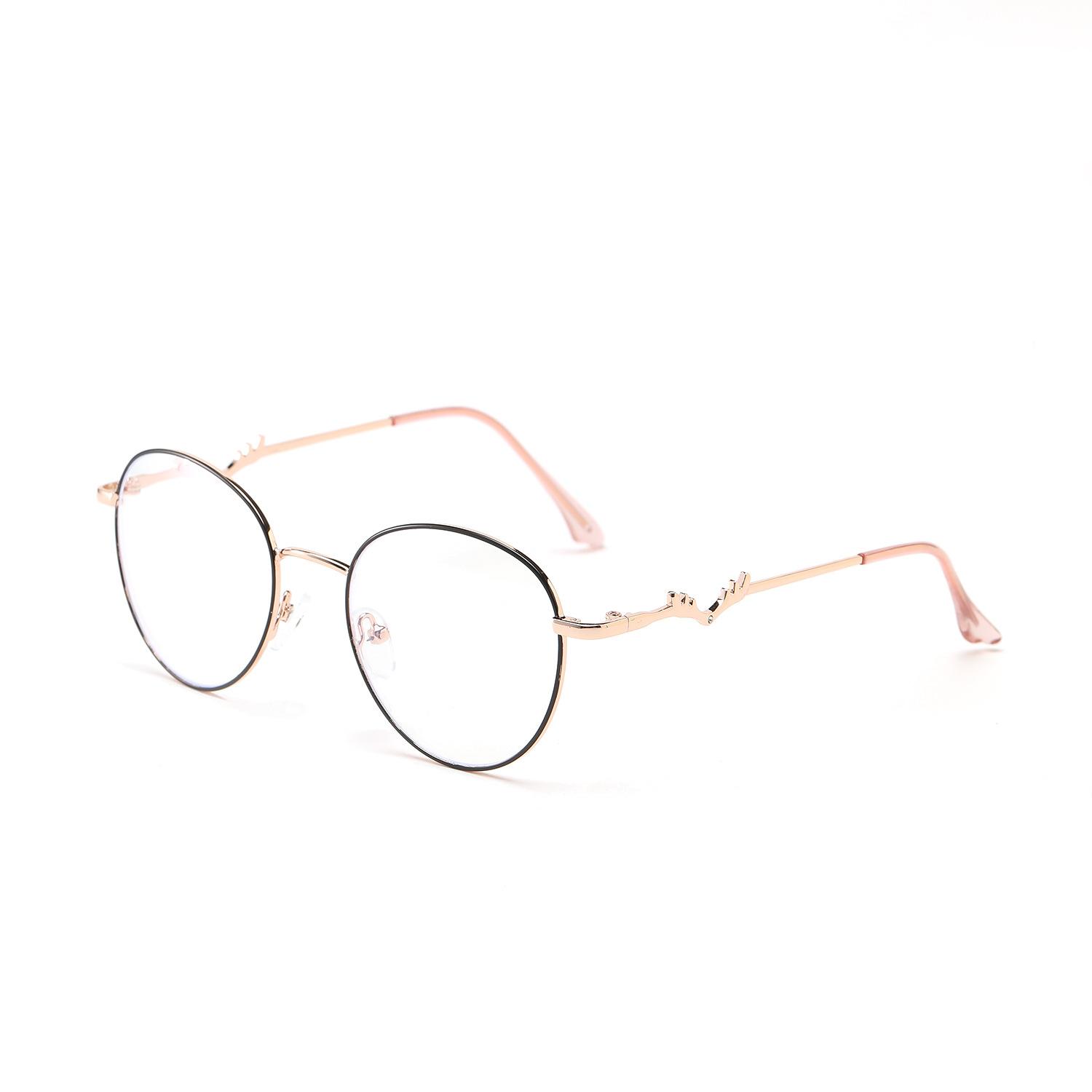 

Очки 3391 Металлические круглые персонализированные оправы из рогов оленя с маленькой оправой, плоское зеркало