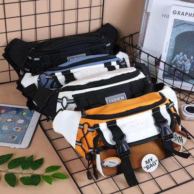 Men's Trendy Hip Hop Cartoon Sling & Shoulder Bag with Badge - Versatile Waist & Chest Bag