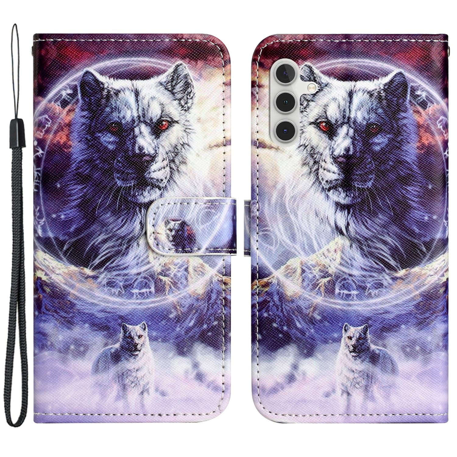 

For Samsung Galaxy A05s 4G Wallet Phone Case Pattern Printing Anti-Scratch PU Leather Flip Cover Snow Wolf