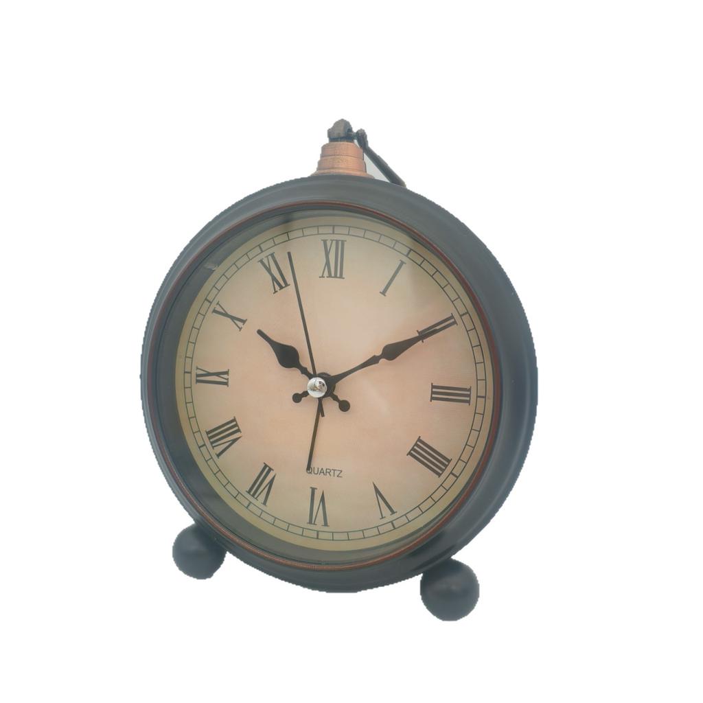Metal Silent Alarm Clock Retro Creative Bedside Clock Silent with Light