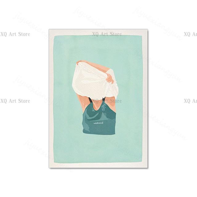 Nordic Poster Pool Party Swim Diving Bathtub Coffee Girl Abstract Wall Art Print Canvas Painting Decor Pictures Living Room Home