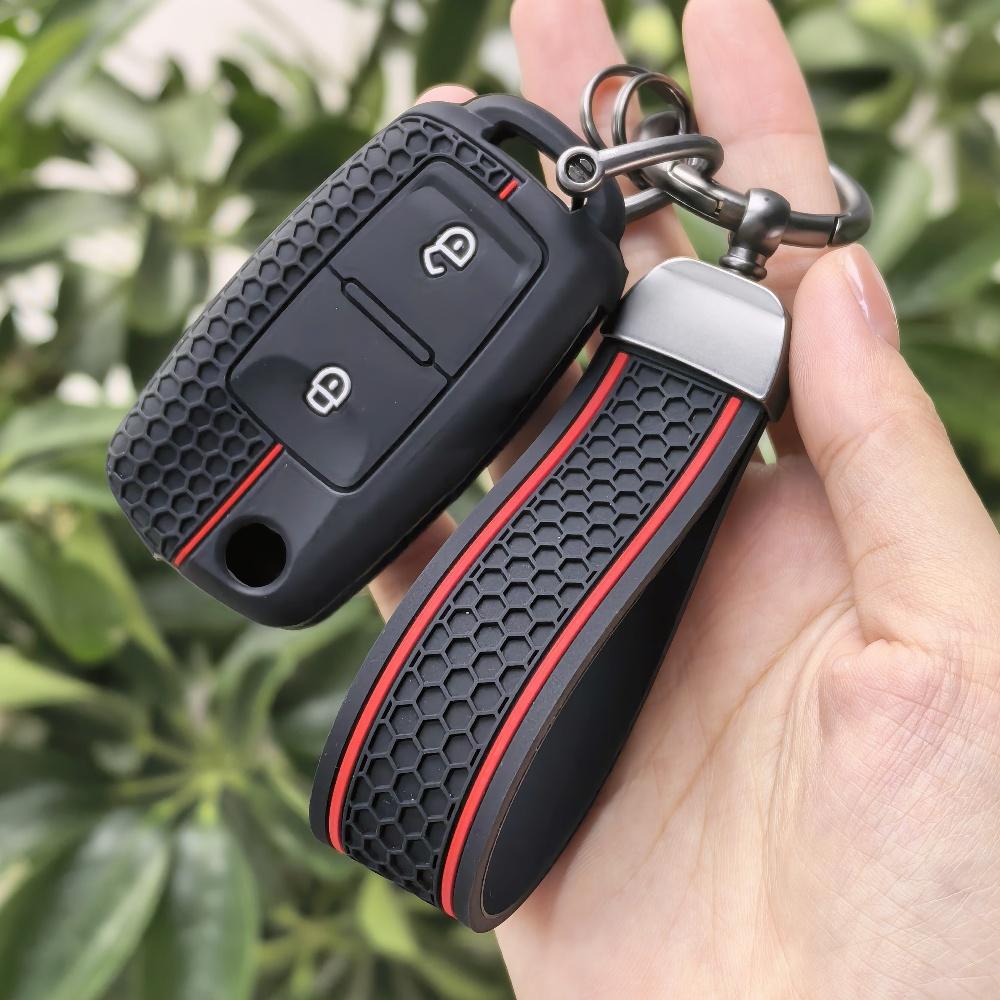 Schlüsseltasche Abdeckung für Volkswagen Polo Golf Passat Tiguan Octavia Käfer Leon Altea mit Schlüsselanhänger Kratzschutz Stoßfester Schutz
