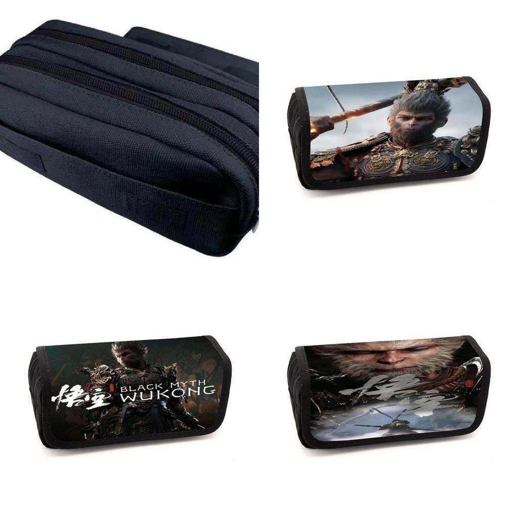Spacious Black Myth Wu Kong Double Layer Student Storage Bag Oxford Material Design