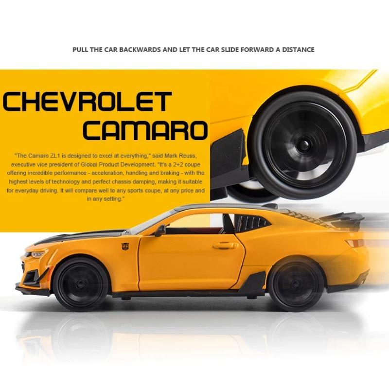 1/24 Alloy Die Cast Chevrolet Camaro Sports Car Model Toy Vehicle Simulation Sound Light Pull Back Collection Toys for Children Gifts