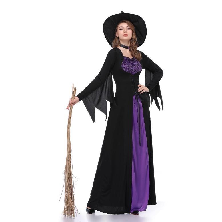 New Halloween cosplay female ghost witch witch costume purple long skirt set stage costume