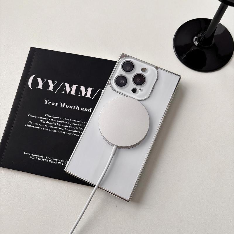 2025 Square CD texture electroplated magnetic phone Case with lens film, suitable for iPhone 16 Pro Max 15 14 13 Pro full anti-drop protective Cover