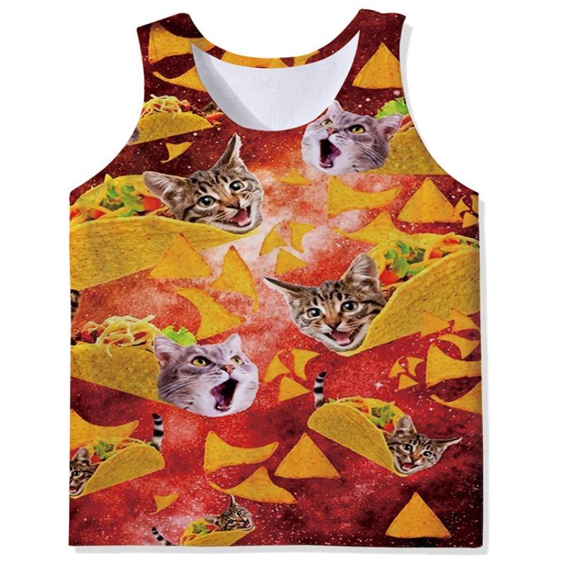 Canottiere da Uomo Girocollo con Stampe Animalier Colorate Gilet Stampato 3D Maglia Sportiva Fitness Larga Senza Maniche