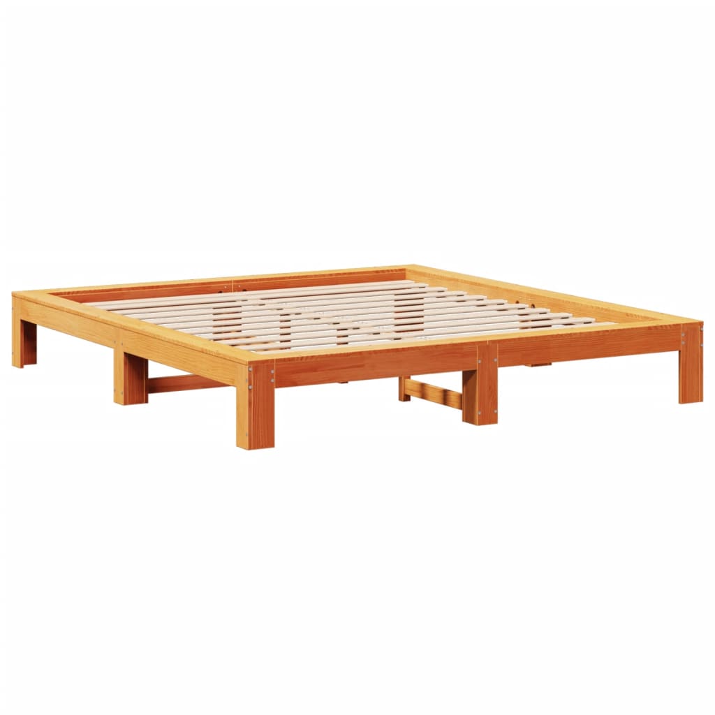 Solid Wood Bed without Mattress Wax Brown 180x200 cm Pine Wood