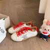 Cowhide Version~ Polished Leather Retro Lace-up Board Shoes Women's Star Shoes Flat-bottomed Versatile Small Dirty Shoes