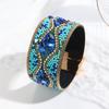 Cross-Border Bohemian Gemstone & Crushed Stone Bead Leather Bracelet for Women with Stainless Steel Magnetic Clasp