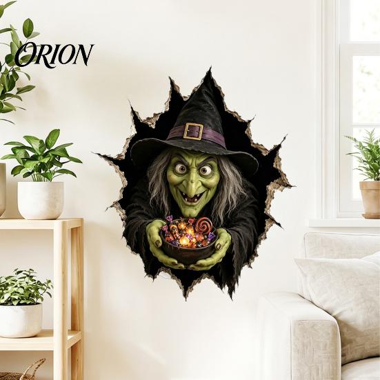 Holiday Vibe Wall Enhancements Halloween Break-in 3D Decals, Illusion Effect Spooky Breaking Through Decorative Decals for Dormitory Sticker,