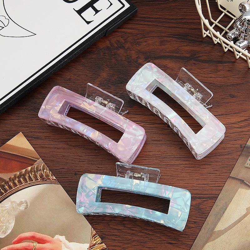 Korean Fashion Transparent Candy Color Square Hair Clip - Imitation Acetate Shark Clip for All Hairstyles