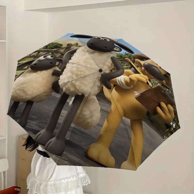 1pc Shaun the Sheep Dog Automatic Folding Umbrella, Portable Collapsible Design, Casual Outdoor Accessory L1127065