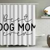 Best Dog Mom Ever Bathroom Shower Curtain Decorative Water-Resistant Fabric For Home Bath Accessories Black And White Polka Dot