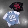 Top Retro Unisex Estivo Y2K con Inserti in Rete Stampa Numero 99 Sport High Street Hip-hop Maglia Manica Corta Larga Casual