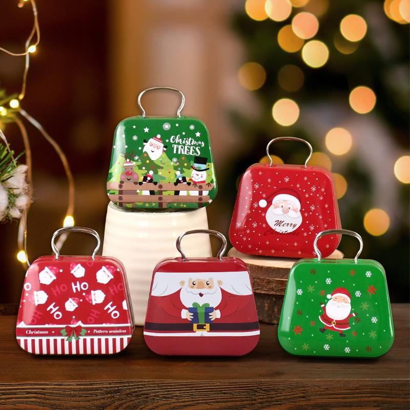 Weihnachtshandtaschenform Pralinenschachtel Cartoon Metalldose Keks Geschenkverpackung Boxen Kinder Weihnachtsfeier Gastgeschenke Noel Frohes Neues Jahr 2025