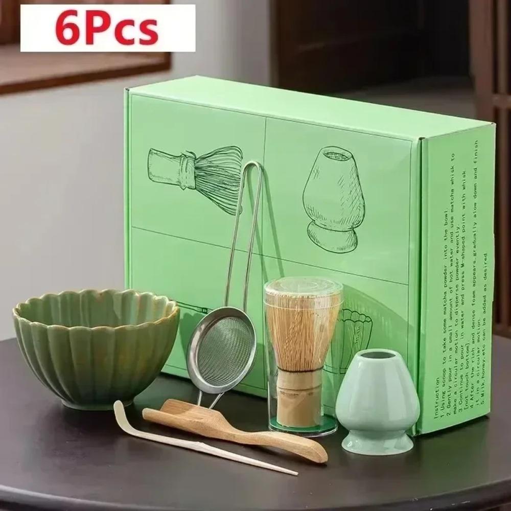 4Pcs 7 Pcs/set Japanese Matcha Blender Set Bamboo Whisk Matcha Brush Teaspoon Kiln Tea Set Beverage Shop Tea-Making Tools