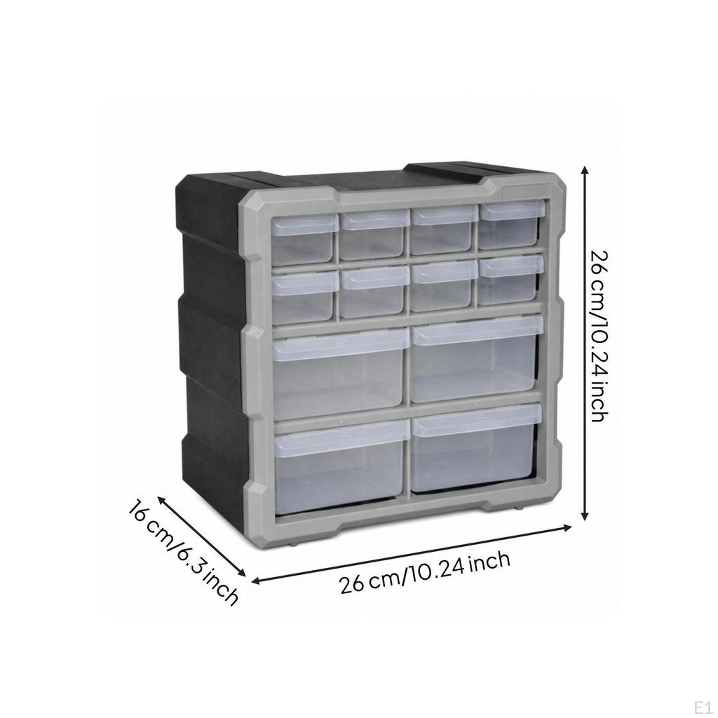 Cabinet Translucent Drawers 12Drawer Parts Storage Box Removable Divider