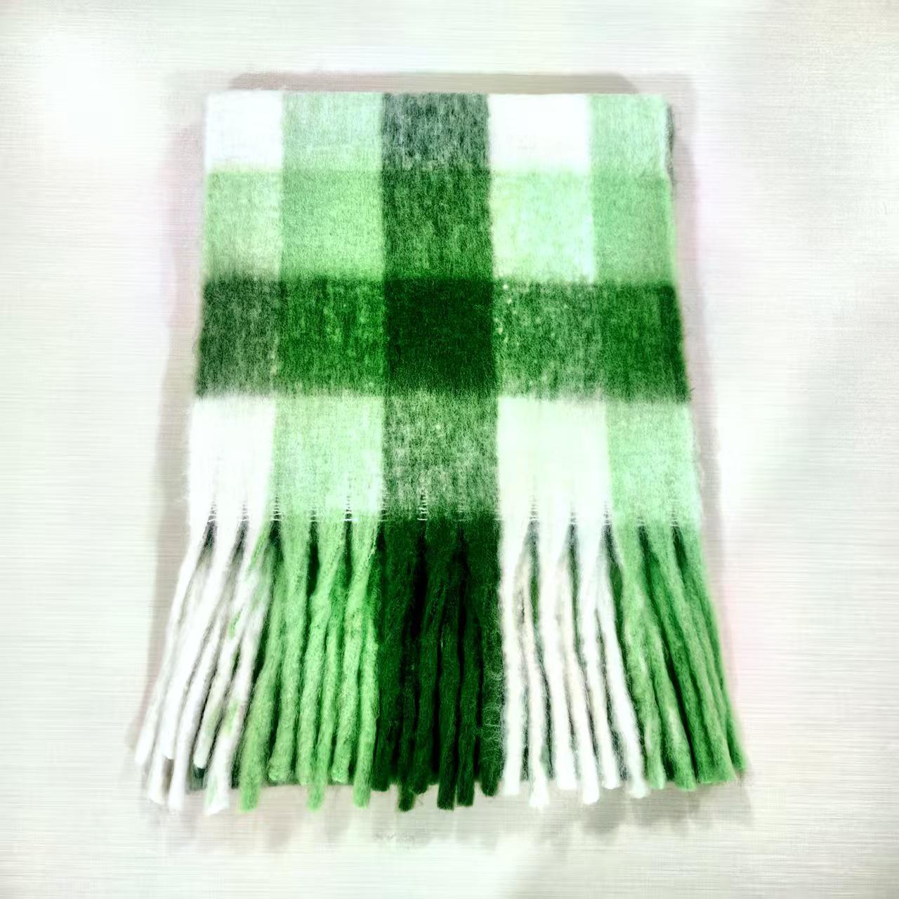 Large European-Style Fluffy Plaid Tassel Scarf - Luxurious Women s Cashmere Imitation Neck Warmer Shawl