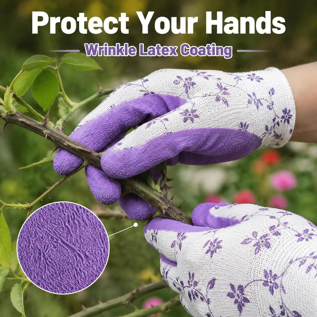2pair Gardening Gloves for Women Thorn Proof, Ladies Garden Gloves, Breathable Rubber Coated Yard Work Gloves