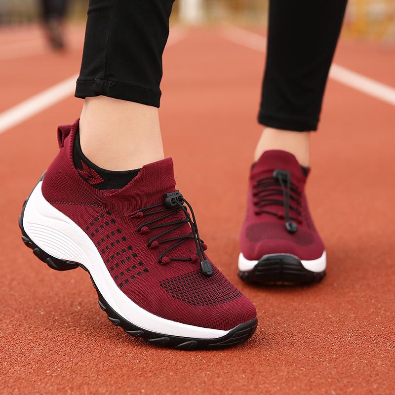 Sneakers Women Walking Shoes Fashion Breathable Loafers For Fitness Sport Comfort Casual Height Increasing Elastic Lady Trainers