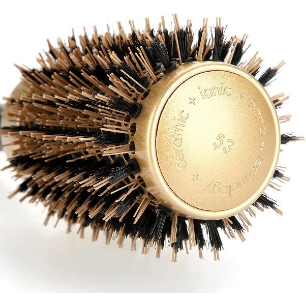 Ceramic Thermal Barrel Round Brush for Blow Drying, Round Brush, Portable Anti static Round Hair Comb Salon Styling Brush Gold & Black (A1813-53)
