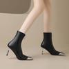 Krazing Pot Microfiber Basic Design Winter Pointed Toe Metal Thin High Heels Modern Boots Women Ankle Boots
