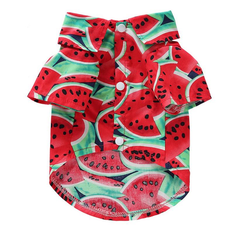 Pet Dog Shirt Casual Fruit Print Button Front Top Medium Large Breeds