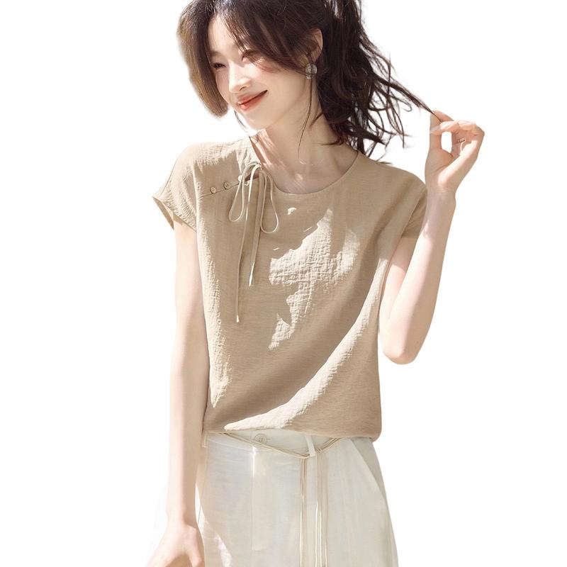 La Chapelle Women s Light Chinese Style Short Sleeve T-Shirt S