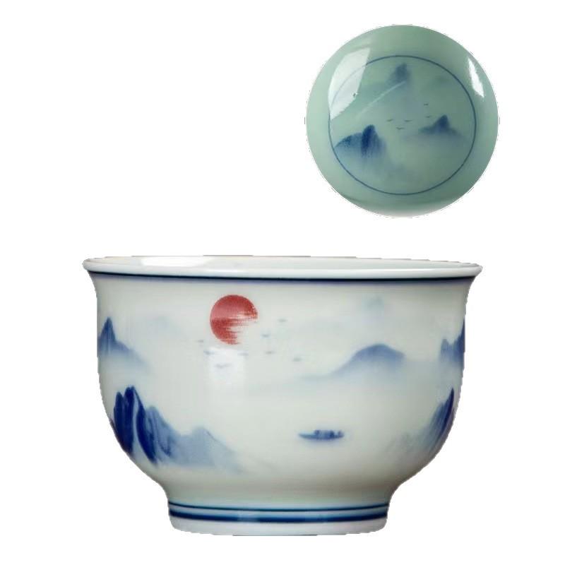 Dehua Ceramics Retro Blue & White Kung Fu Tea Cup - Exquisite Small Scent Tasting Cup for Guests