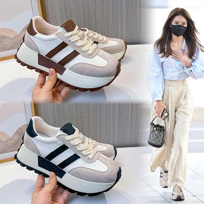 Saugfähiges Sohlenleder Forrest Gump Schuhe Damen Frühling Plateau-Sneaker höhenverstellbare Damenschuhe trendige Schuhe