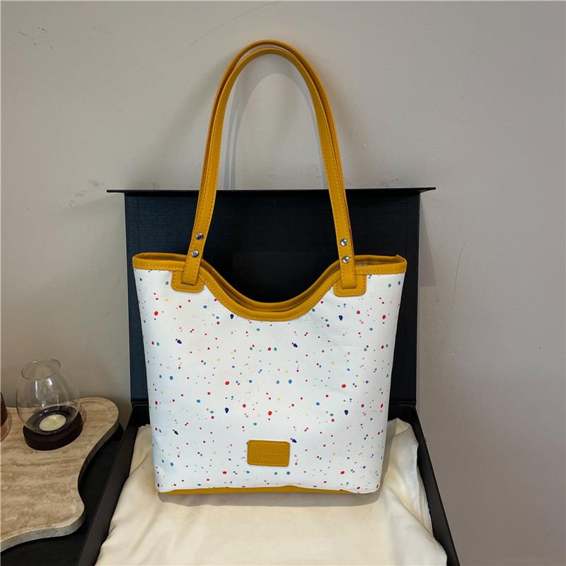 Trendy Spots Oblique Span Bag Large Capacity Shoulder Shopping Bag Fashion Canvas Bag Women's Tide Bag