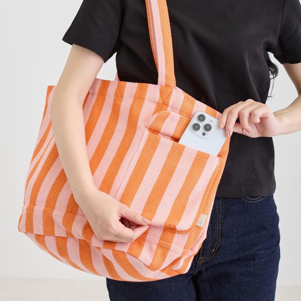 Striped Tote Shoulder Recycled Cotton F 3519 Bag, Large, Bag, SN. Medium, -
